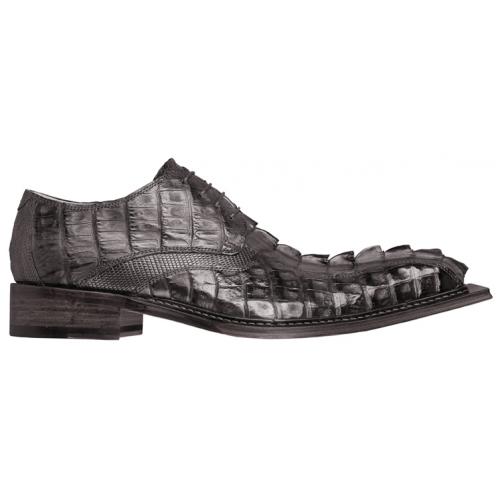 Fennix Italy 3237 Black All-Over Genuine Caiman Hornback Crocodile Tail / Lizard Shoes